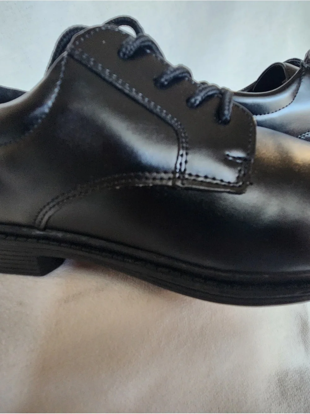 Stacy Adams Boys' Black Lace-Up Dress Shoes man made material
